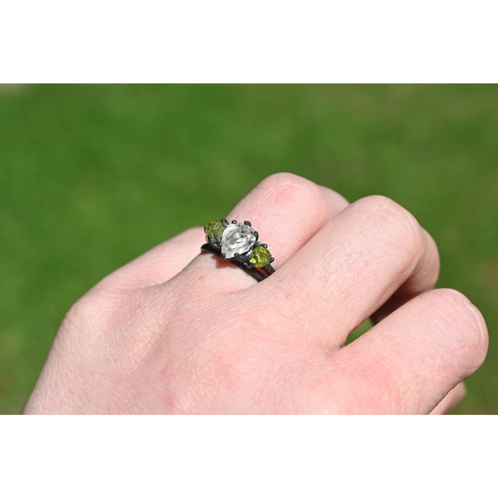 Uncut peridot ring set engagement or anniversary gift sizes 3 4 5 6 7 8 …